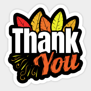 Thank You Logo with Colored Feathers Thanksgiving Sticker